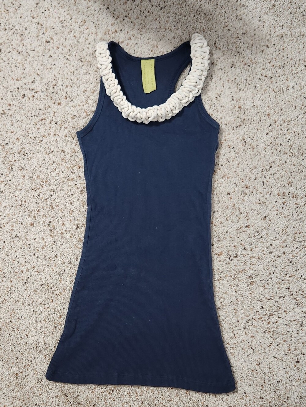 Braided Rope Collar Ribbed Racerback Tank Top XS/S